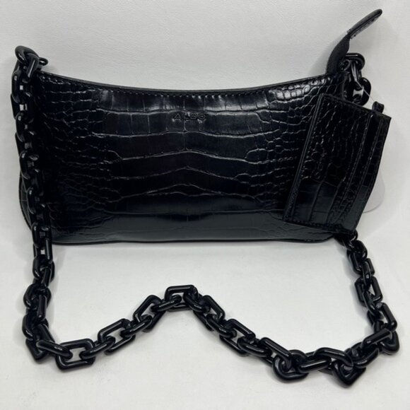 NWT ALDO Griregann Faux Leather Small Shoulder Purse Chain Strap Card Holder SET - Picture 12 of 15